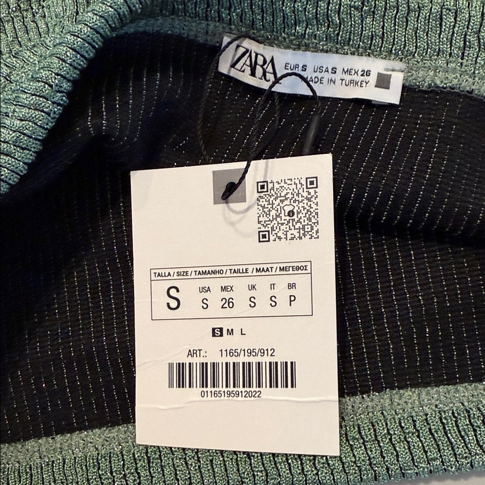 Zara Size Small Metallic Green High-Waisted Bikini Bottoms NWTs - Picture 8 of 10